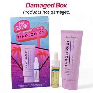 Tanologist Let It Glow Kit Hydrating Lotion & Medium Self Tan Drops DAMAGED BOX